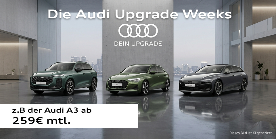 Q3, A3 und A6 e-tron auf einem Kampagnenbild
