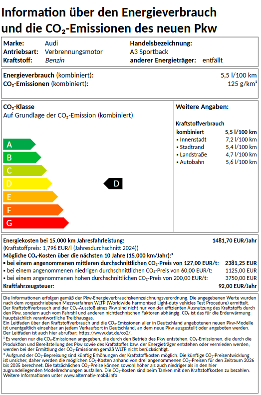 CO2 Label A3 Verbrenner