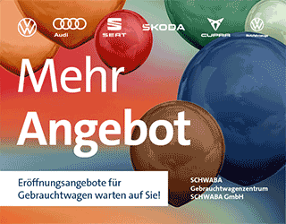 Luftballons mit Schriftzug - Er&ouml;ffnungsangebote GEbrauchtwagen warten auf Sie