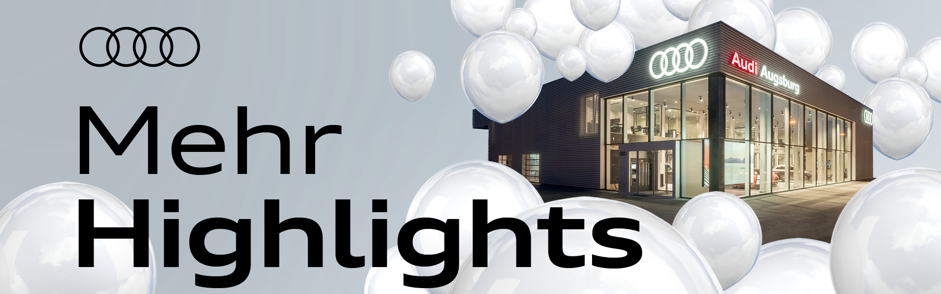 ABbildung Audi Augsburg mit dem Text Mehr Highlight zum Neubau
