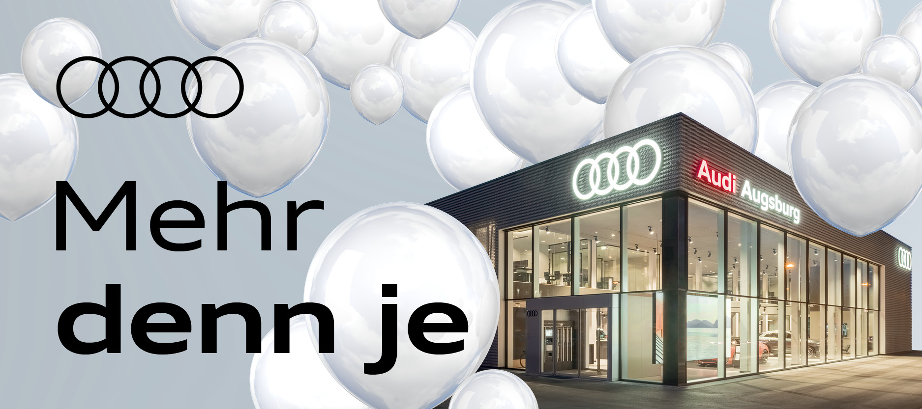 Abbildung Neubau Audi Augsburg mit Text mehr den je