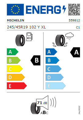 Reifenlabel Michelin 245 R19