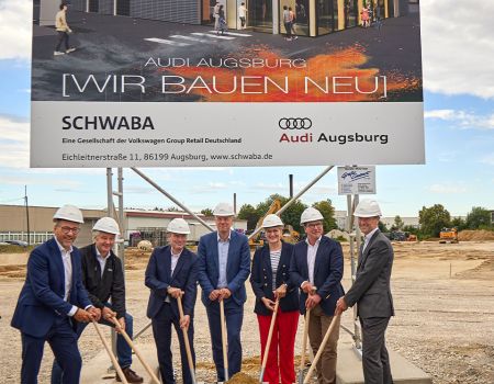 Spatenstich Audi Augsburg Gesch&auml;ftsf&uuml;hrung schaba und OB Frau Weber