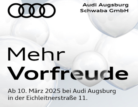 Luftballons Audi Ringe und Audi Augsburg - mehr Vorfreude ab M&auml;rz