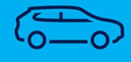 blau skizzierte Seitenansicht eines Fahrzeugs