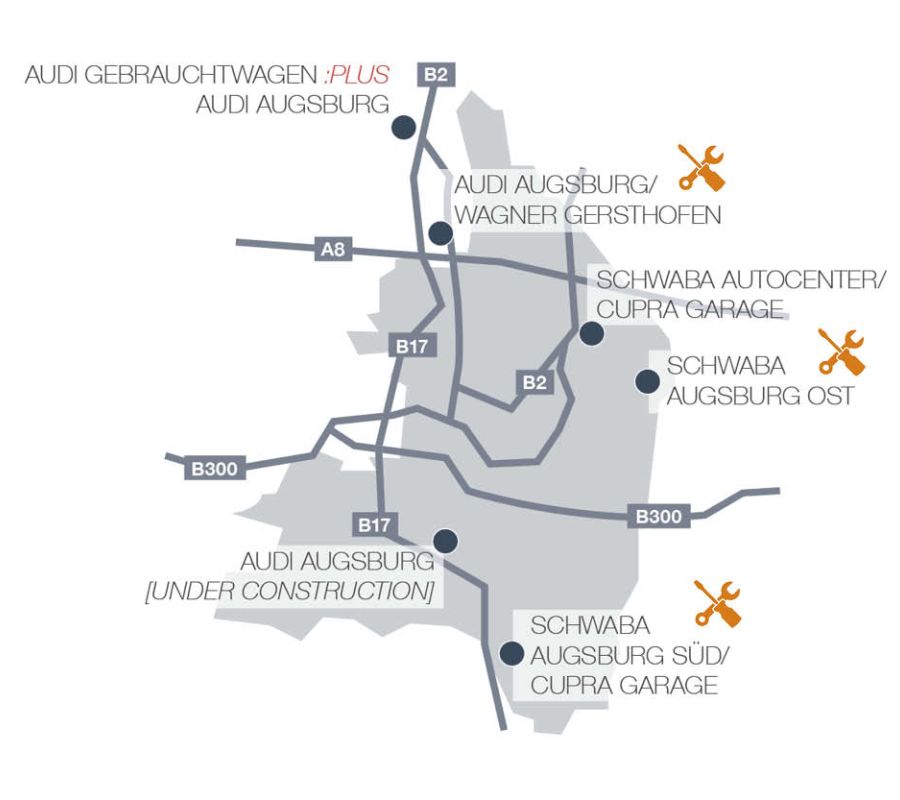 Standortkarte Servicestationen der Schwaba